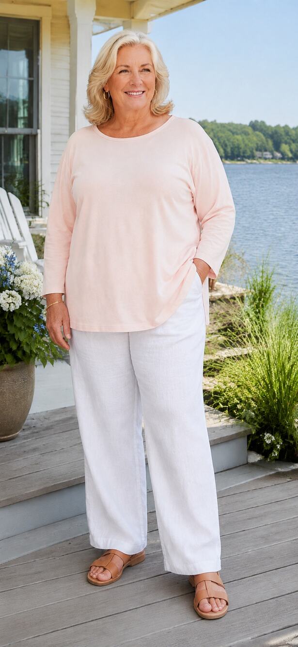 L.L.Bean Supima Cotton Long Sleeve Top Women’s 3X Pink Relaxed Stretch